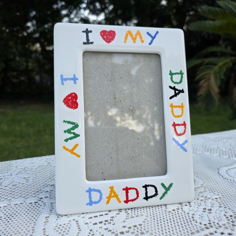Vintage 90s I LOVE MY DADDY Picture Frame 6x8" Frame 4x6" Photos Colorful Retro